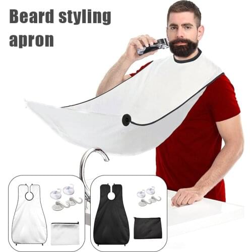 Beard Shaving Bib for Men Beard Trimming Apron with 4 Suction Cup and Storage Bag Beard Groomings Kit _WK