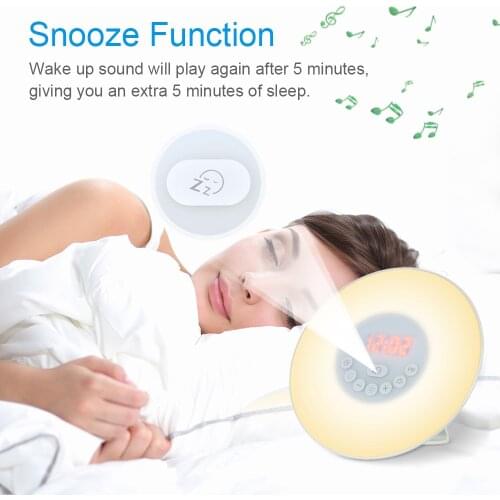 Wake Up Light Alarm Clock Sunrise/Sunset Simulation Digital Clock Touch Control Table Clock with FM Radio Snooze Function