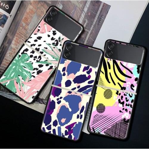 Phone Case For Samsung Galaxy Z Flip 3 5G Black Hard Cover ZFlip 3 Luxury Shockproof Bumper Cases Fundas Fashion Pattern Art Sac