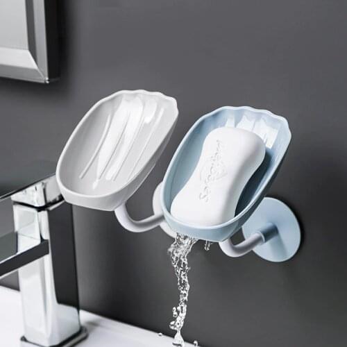 Suction Cup Soap Box Bathroom Soap Dish Rack Wall-Mounted Punch-Free Creative Drain Tray Changeable Angle Household Soap Holder