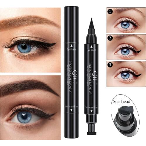 Double-head Seal Stamp Liquid Eyeliner Pen Triangle Wing Waterproof Lasting Eyes Makeup Eyeliner Pencil Beauty Cosmetic TSLM1