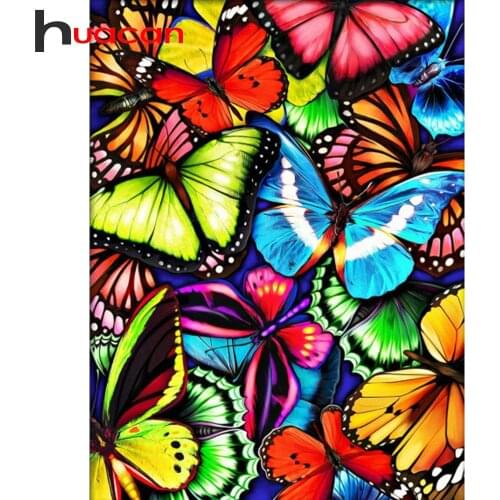 Huacan 5d DIY Diamond Painting Full Square/Round Butterfly Diamond Embroidery Set Mosaic Animal Home Decor Puzzle Gift
