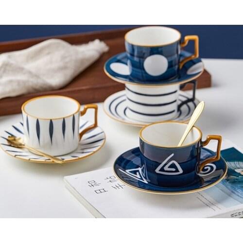 200ml Japanese Style Ceramic Coffee Cup Saucer Set With Spoon Bone China Afternoon Tea Cups Suite Breakfast Milk Mug Wholesale