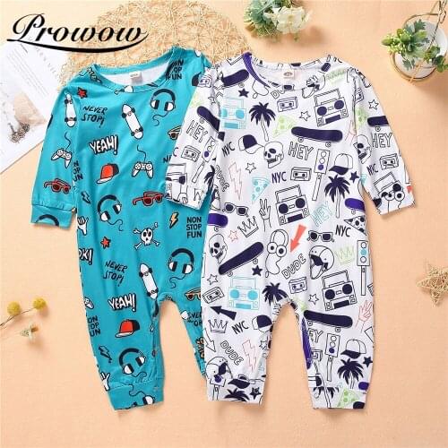 Prowow 2021 Baby Boys Clothes Funny Cars Babys Rompers Long Sleeve Jumpsuit For Kids Boys Clothing Soft Todder Boys Sleepwear