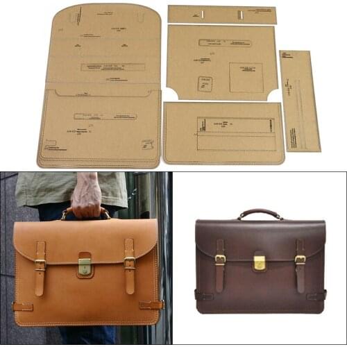 Leather Craft Personality Business Mens Handbags Briefcase Sewing Pattern Hard Kraft Paper and Acrylic DIY Template 38cm*27cm