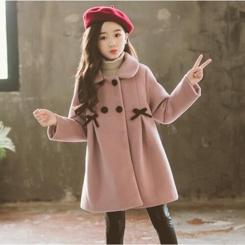 2020 Children Jacket for Girls Winter Wool Warm Overcoat Girls Clothes Kids Long Outerwear Girls Coat Teens 4 6 8 10 12 13 Years