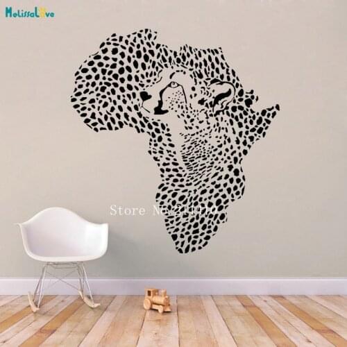 Leopard Pattern African Map Decals Cheetah Decals Artistic Home Decoration Bedroom Self-adhesive Nursery Stickers Murals YT752