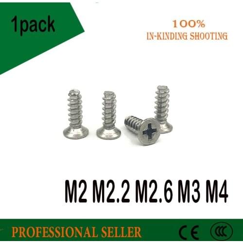 M2 M2.2 M2.6 M3 M4 screws 304 stainless steel countersunk head flat head self tapping flat tail screws