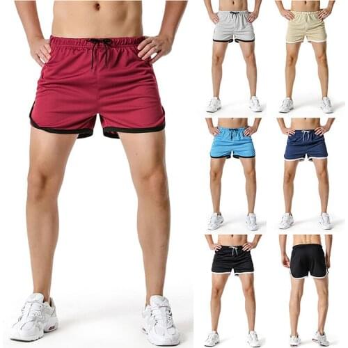 2021 Summer New Casual Shorts Mens Elastic Stretch Drawstring Waist Simple Running Training Sports Pants