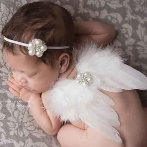 Newborn Photo Prop Baby Angel Wings with Rhinestone Headband Baby Feather Wings Newborn Photography Prop HB255