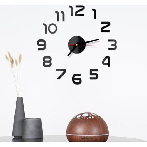 DIY Wall Clock 3D Mirror Surface Sticker Home Office Decor Clock EVA+Electronic Components Wall Clock Battery Powered
