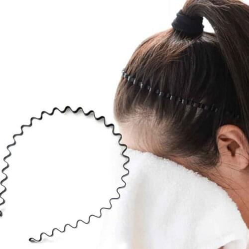 Woman Casual Black Metal Spiral Spring Wavy Hair Hoop Headband Wild Iron Hair Hoop Hot Sale Hair Accessories Wholesale