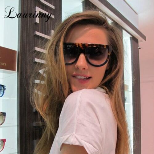 Fashion Oversized Sunglasses Women Brand Designer Tortoiseshell Gradient Sun Glasses Flat Top Vintage Frame Shades Female UV400