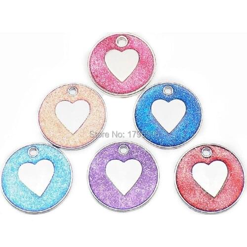 Wholesale 20pcs love shape Dog id Round tags Accessories For Dog clip name phone Personalized Cat tag Pet Supplies DIY heart new
