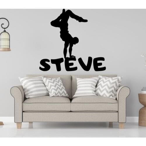 Break Dance Handstand Personalized Name Wall Sticker Decal Dance Sticker Home Bedroom Wall Art Decoration A00915