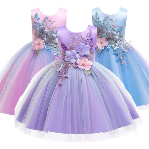 Princess Girls Flower Party Dress Baby Kids Elegant Wedding Tutu Ball Gown Dresses Christmas Vestidos Costume Children Clothing
