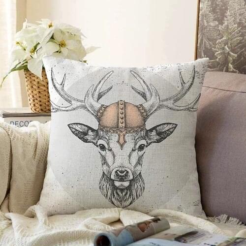Real Homes Double-Sided White Ground Fallow Deer Pattern Modern Chenille Pillow decorate Case