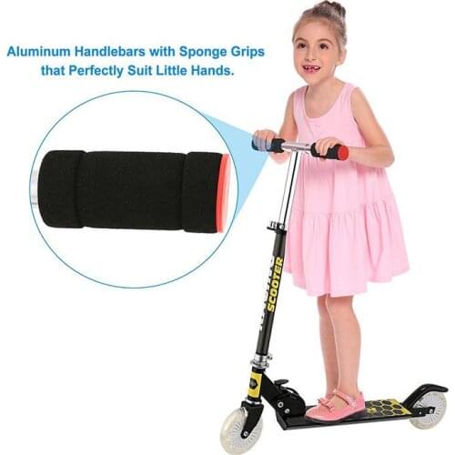 Kids Girls Boys Kick Scooter PU Flashing 2 Wheels Wide Deck Rear Fender Break