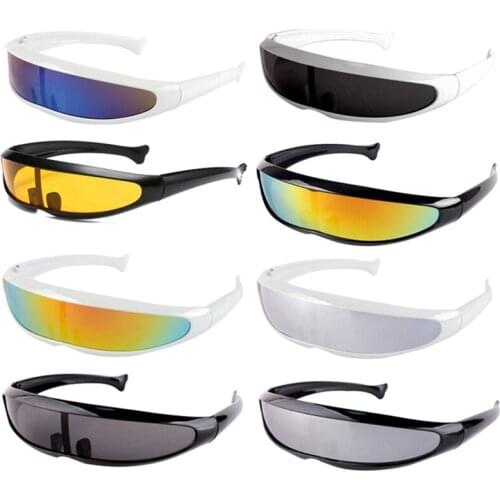 2021 Windproof Visor Sunglasses Men Women One Piece Sunny Flat Top Goggles Oversized Shield Robot Sun Glasses Male