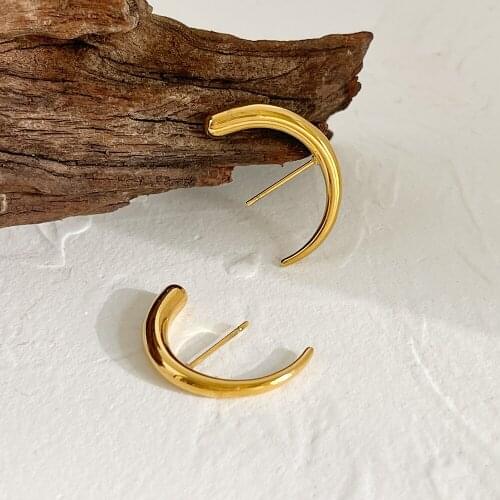 Monlansher Unique Geometric Horn Crescent Moon Stud Earrings Titanium steel Metal Earrings for Women Minimalist Earrings Jewelry