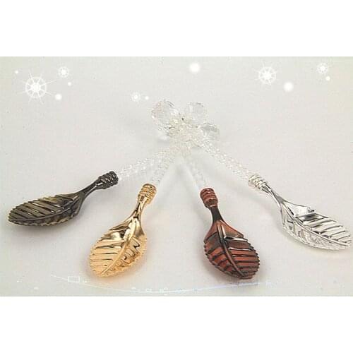 2pcs/lot Zinc alloy Vintage Carved Crystal Head Coffee Tea Ice cream Scoop Spoon KV 047