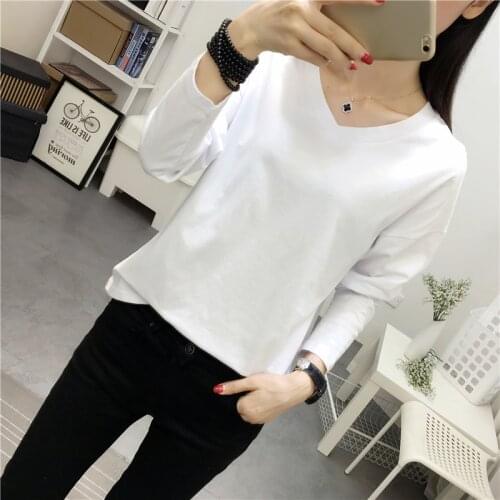 2021 autumn new white bottoming shirt all-match top long sleeve v-neck womens t-shirt