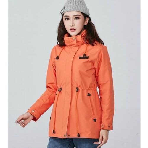 Solid Winter Jacket Women Outdoor Windproof Plus Velvet Hiking Clothing Softshell Jacket Detachable Two-piece Waterproof Jacket