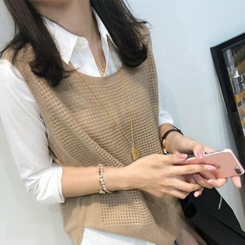 Ladies pullover sweater 2021 winter new casual solid color 100% wool sweater plus size round neck sweater vest womens top