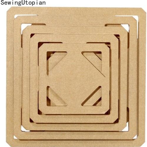 5PCS Patchwork Tool Model Geometry Square Patchwork Template Ruler Sewing Accessories 102/90/76/65/50MM Patchwork Formwork