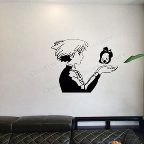 Free shipping Howls Moving Castle Inspired Sophie and Calcifer Wall Decal Sticker , Anime Wall Art decoration P2062