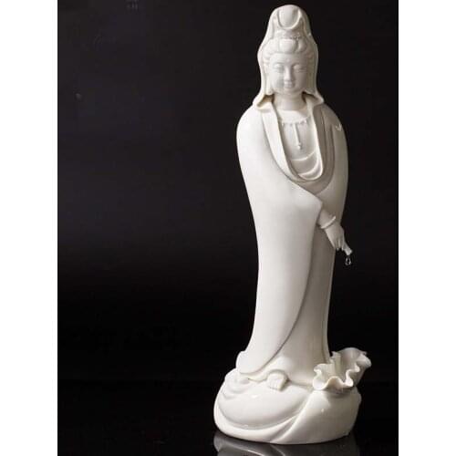 44cm large 2021 high grade home family efficacious Talisman Mascot Guanyin PU SA Buddha Handmade Porcelain Sculpture statue