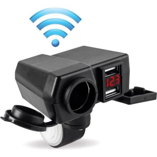 Quick Charge 3.0 Car Dual USB Charger QC3.0 Waterproof with Voltmeter Switch Cigarette lighter for 12V/24V Motorcycle ATV Boat M