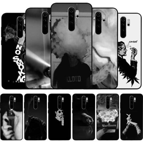 Cigarette smoking black Silicone Phone Case For Redmi note 9 8 7 Pro S 8T 7A Cover