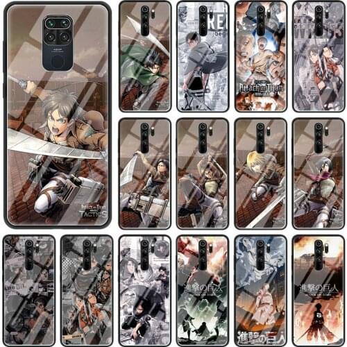 Phone Case for Xiaomi Redmi Note 9S 8 8T 9 K30 Pro K20 7 8A 9A 9C 9i Tempered Glass Funda Back Cover Japanese attack on Titan