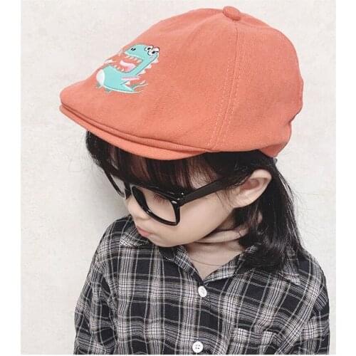 Boys Girls Kids Beret Hat Cute Toddler Newborn Baby Cap Cartoon Dinosaur Beanie Caps Elastic Accessories Newsboy Hats 1-4 Years