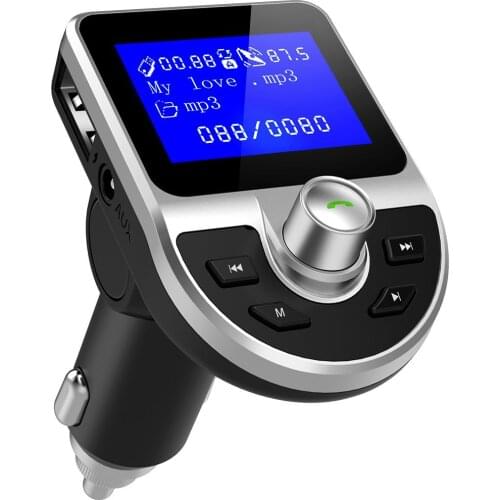 Konrisa Bluetooth FM Transmitter Aux Output 1.44 inch LCD Display Handsfree Car Kit MP3 Player Dual USB Support U-disk TF Card