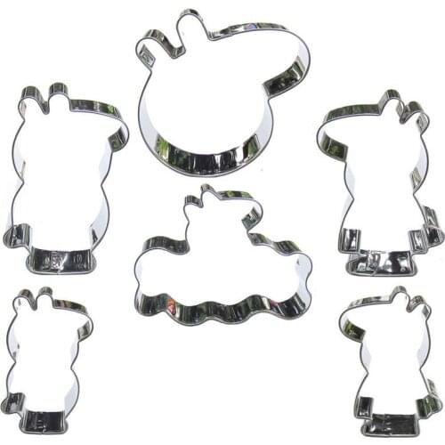 Cute pig shape 6 piece cookie cutting molds, baking tools, cake decorating soft candy tools