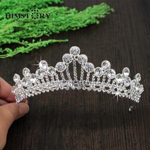HIMSTORY Princess Rhinestone Bridal Crown Hairbands Wedding Jewerly Hair Accessaries