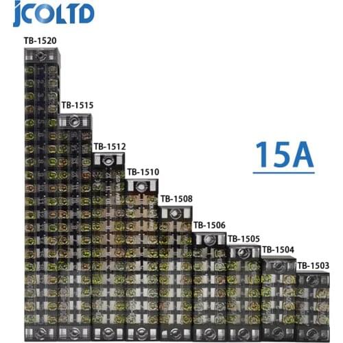 1Pcs Dual Row Barrier Screw Terminal Block Strip Wire Connector 600V 15A 3/4/6/8/10/12/15/20 Positions Optional