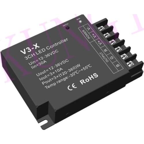 3CH*10A 12-36VDC CV Controller V3-X Dimmer/color temperature/RGB 3in1 High Power Controller PWM Constant Voltage RF Amplifier