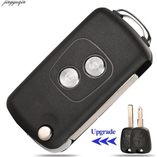 Jingyuqin 20X Remote Car Flip Key Shell Modified For Citroen C1 C2 C3 C4 Picasso Xsara Peugeot 107 206 207 307 407 Partner 2BTNS