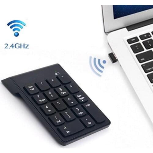 Small Size 2.4GHz USB Wireless Numeric Keypad Mini Numpad 18 Keys Digital Keyboard for Teller Laptop Notebook Tablets