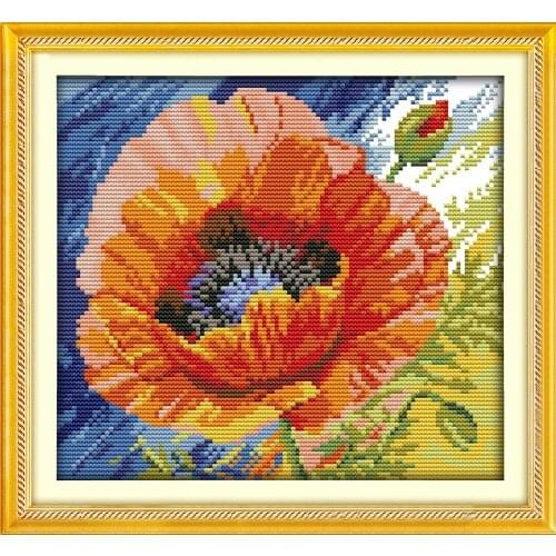 Poppy Printing pattern Cross Stitch Kits Handmade Cross-stitch set Embroidery Needlework DMC Counted Home Decor Gift