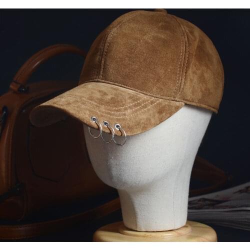 New Mens Womens Genuine Leather Suede Leather Black Adjustable Sunbonnet Baseball Army Golf Caps/Hats