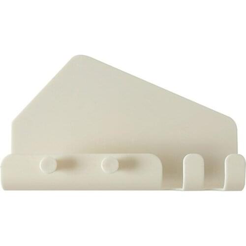 New Design Mobile Phone Wall Charging Holder Stand For Ipad Xiaomi Wardrobe Storage Bracket With 4 Hook Multi-Use Tools White