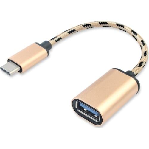 New Type-C Male to USB 3.1 Female OTG Gold Braided Adpater Cable Converter GDeals