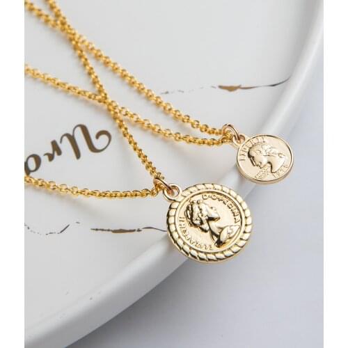 Charming Exquisite Golden Copper Coins Shape Pendant Necklaces For Women And Men Christmas Presents For Family Neck Accessories