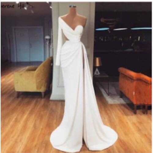 Sexy Evening Dresses Long Sleeves Cut Out Custom Made High Side Split Prom Dresses for Party Gowns