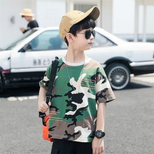 Casual Aesthetic Summer Green T-Shirt Short Sleeve Green T Shirt Casual Japanese Style Vetement Enfant T Shirt Boys BA60DX