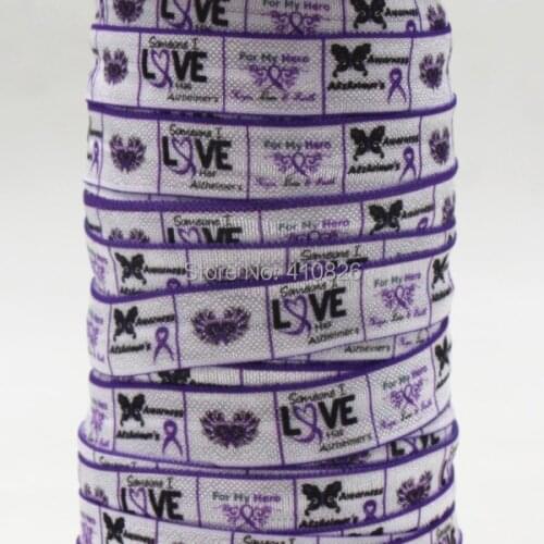 Q&N ribbon wholesale/OEM 5/8inch 150402012 love printed folded over elastic FOE 50yds/roll free shipping